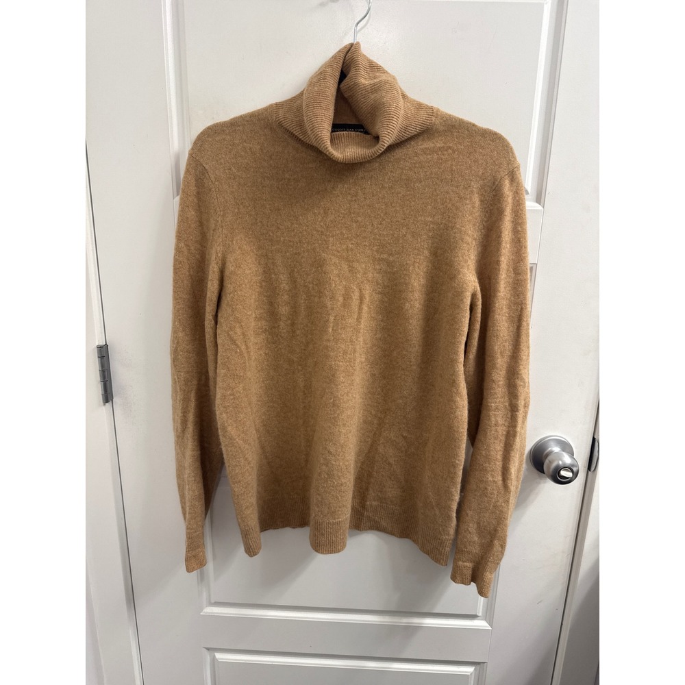 Hudsons Bay Company Women Camel Tan 100% Cashmere Turtleneck Sweater Large